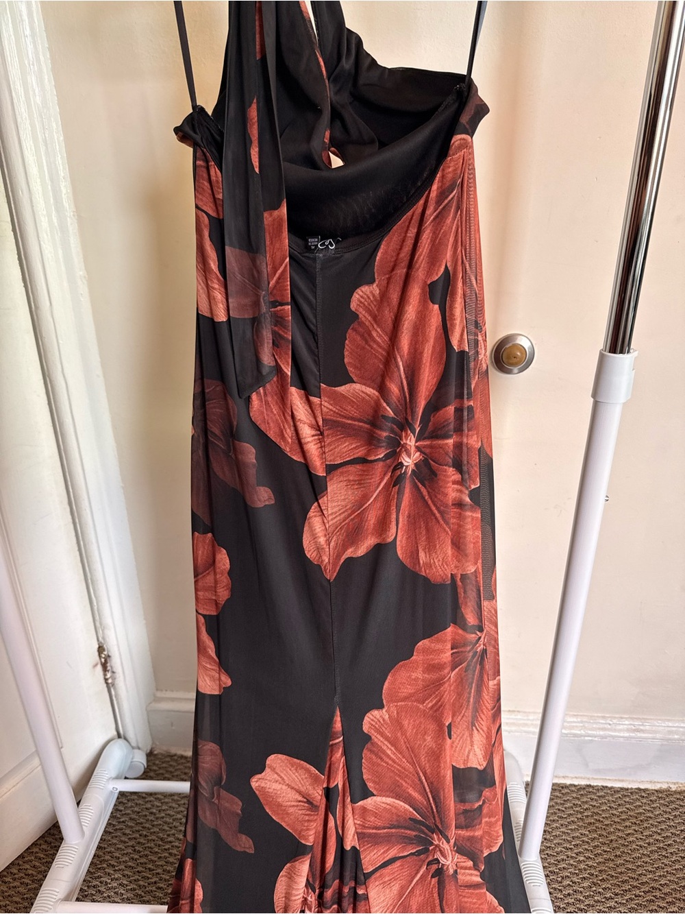 Windsor Black Maxi Dress with Brown Floral Pattern - Picture 4 of 5